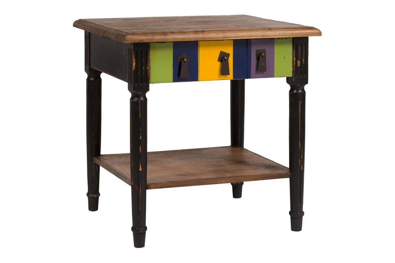 Приставной столик с ящиком и полкой коричневый 60 см Tavolozza - изображение 3