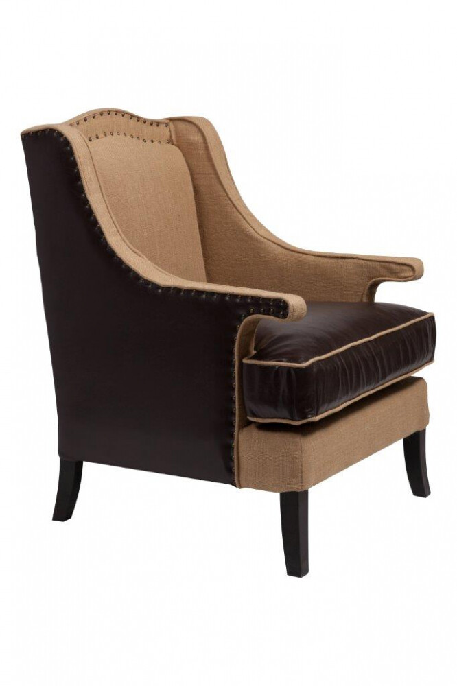 Кресло коричневое мягкое с подлокотниками Grandecho