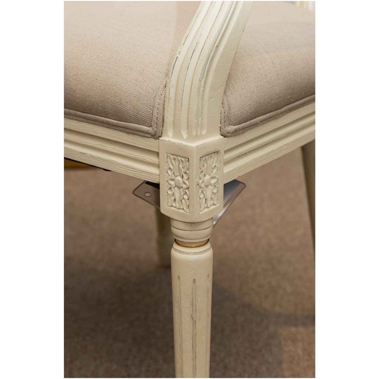 Кресло с молочными деревянными подлокотниками кремовый лен Vintage French Round - изображение 7