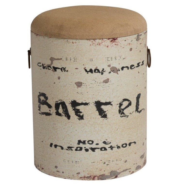 Столик-табурет приставной с ручками и ящиком белый 36 см Barrel White