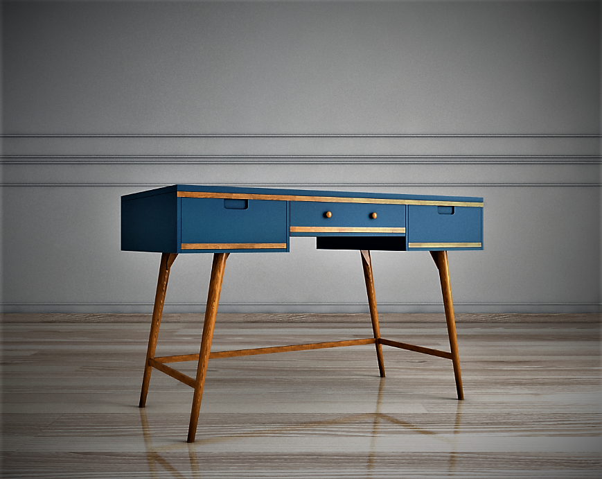 Письменный стол с ящиками деревянный синий Travel