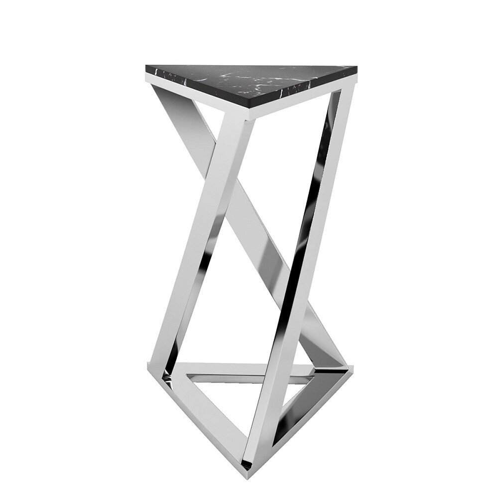 Столик кофейный треугольный со стеклянной столешницей хром, черный Divani