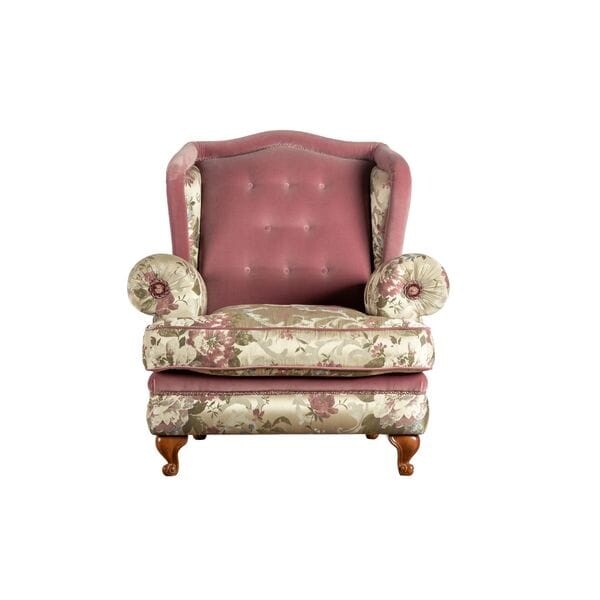 Кресло каминное с ушами розовое Cellini