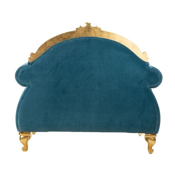 Кресло мягкое голубое с декором и фигурными ножками Stradivari