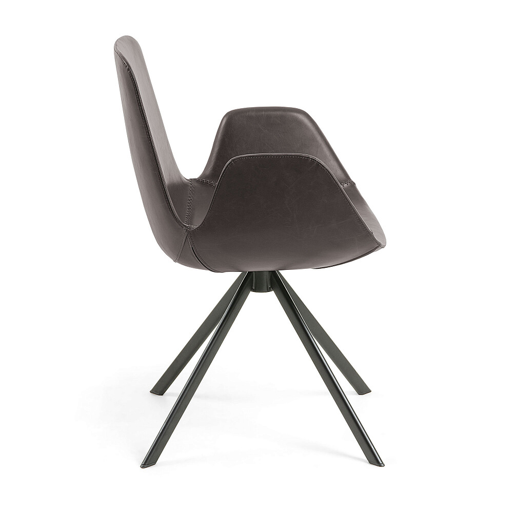 Кресло Yasmin PU коричнеое с черными металлическими ножками CC0827U11 от La Forma
