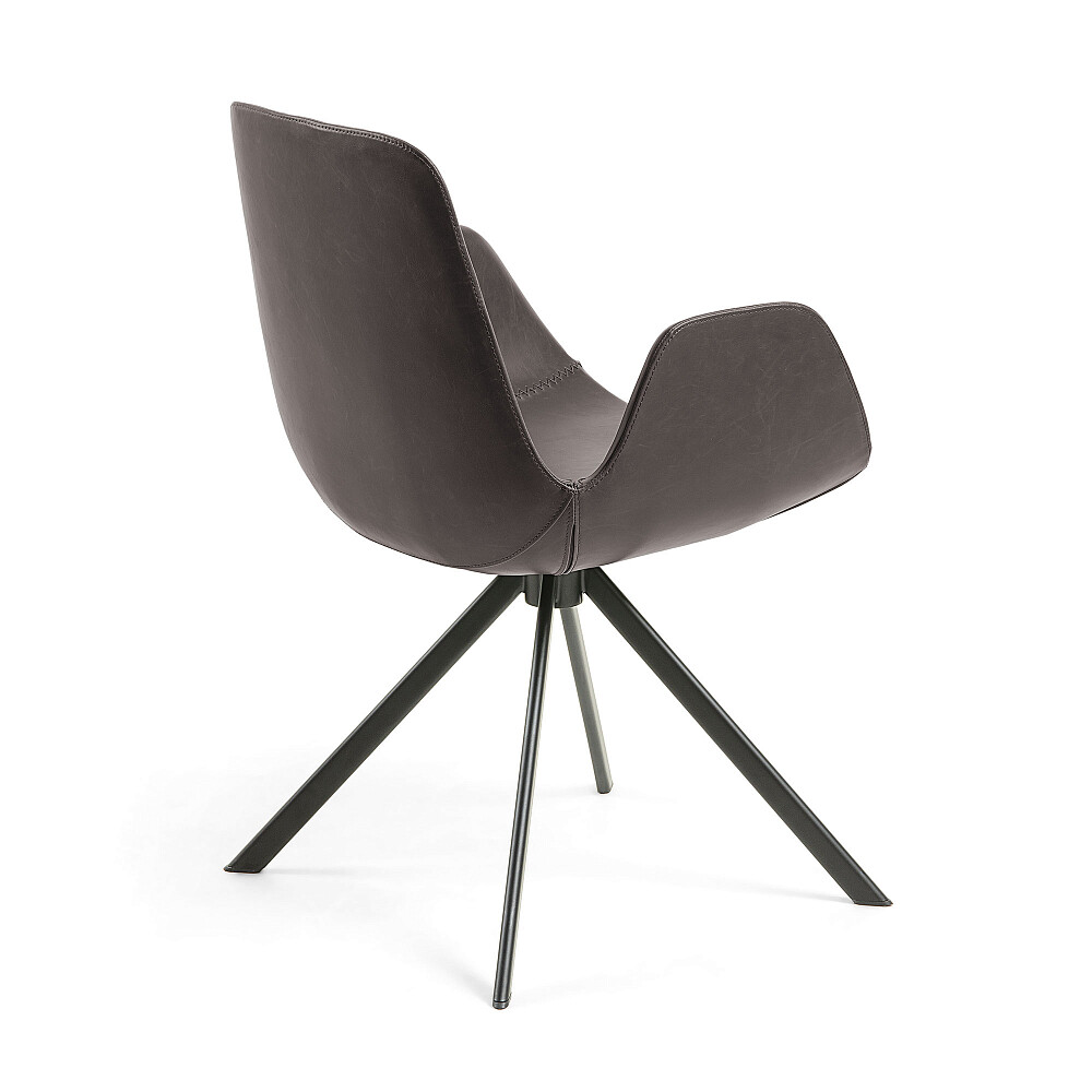Кресло Yasmin PU коричнеое с черными металлическими ножками CC0827U11 от La Forma