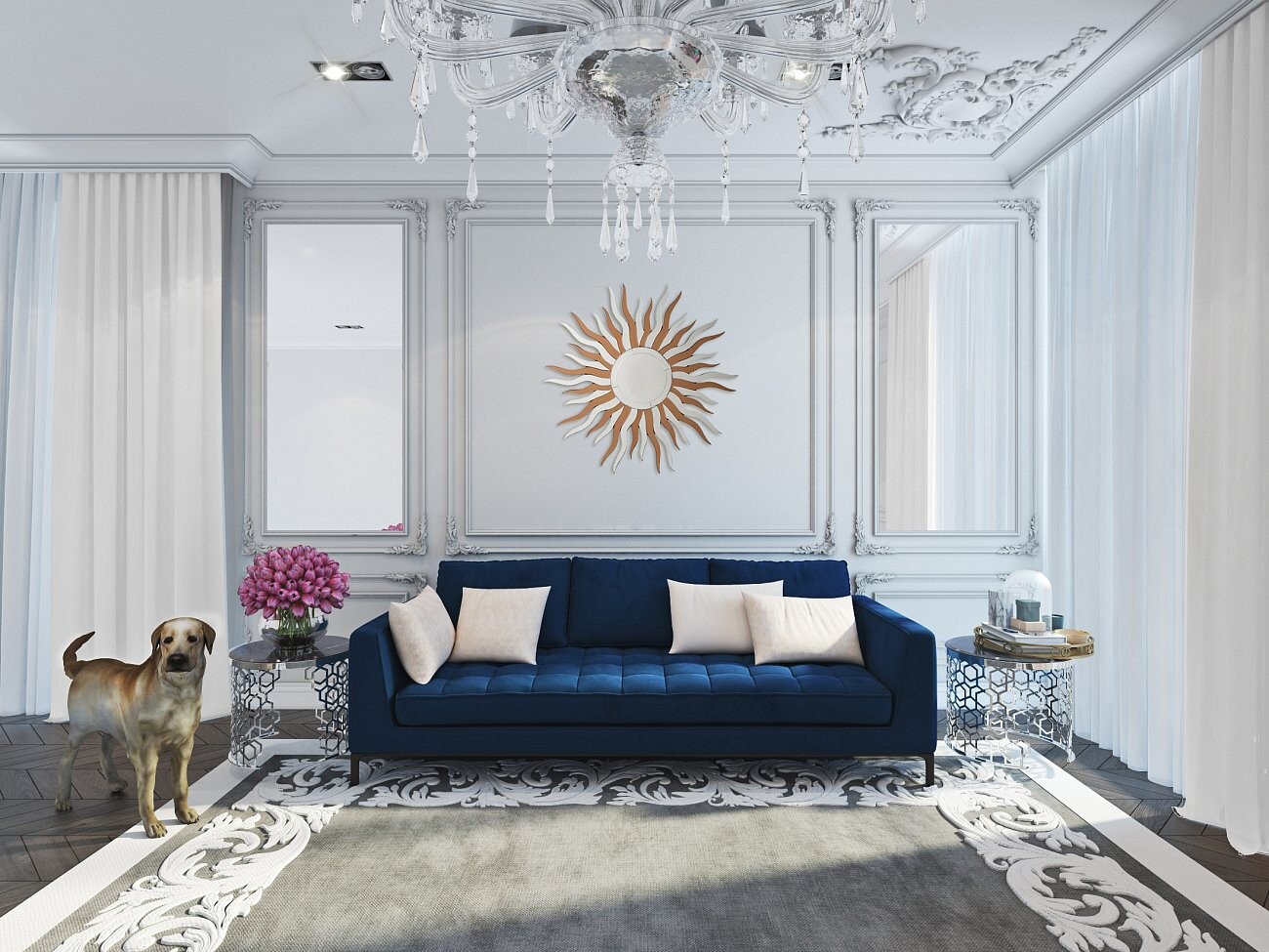 Зеркало-солнце стеклянное двухцветное диаметр 80 см Tintin - изображение 3