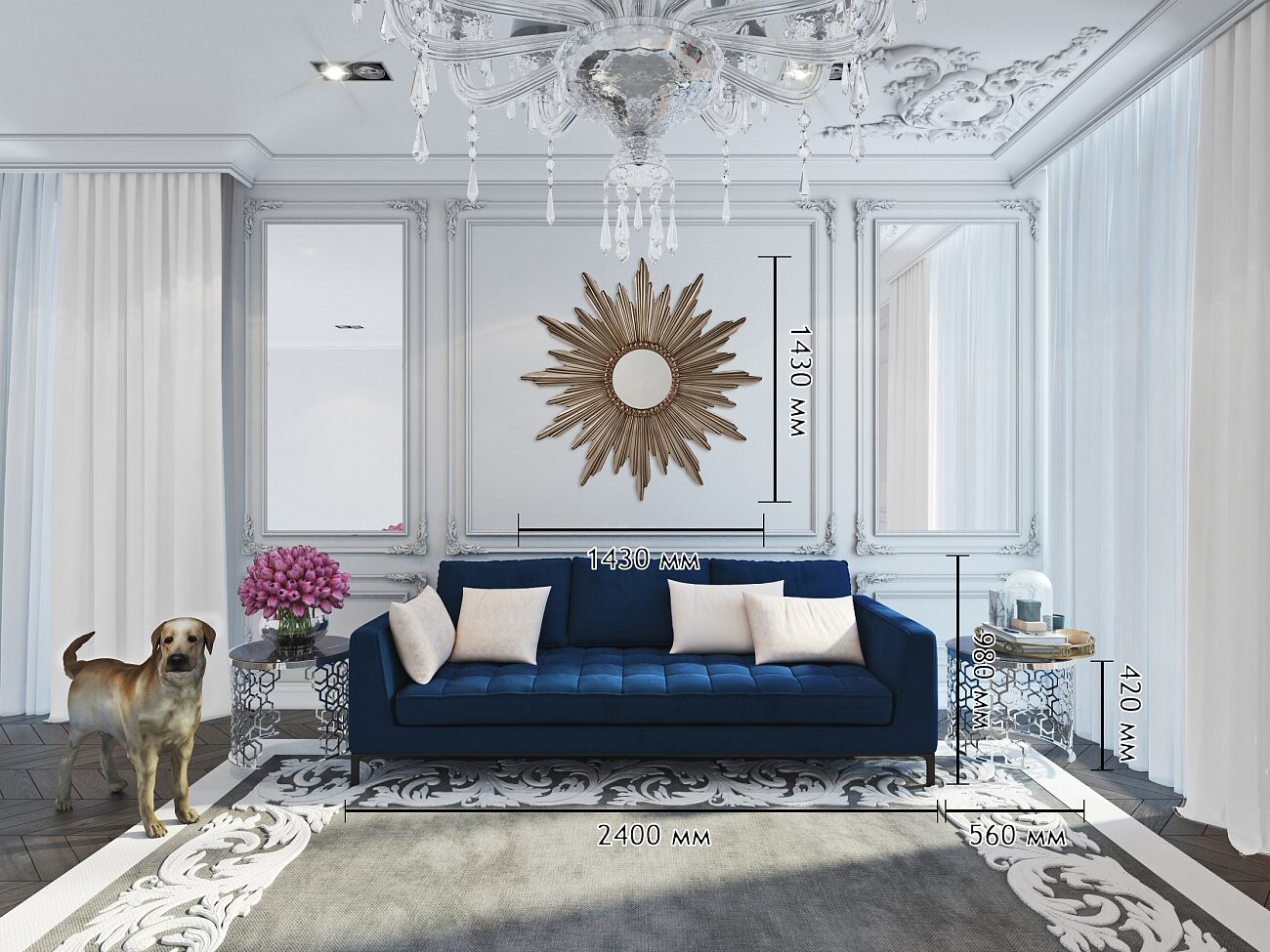 Зеркало-солнце большое бронзовое диаметр 143 см Parada - изображение 4