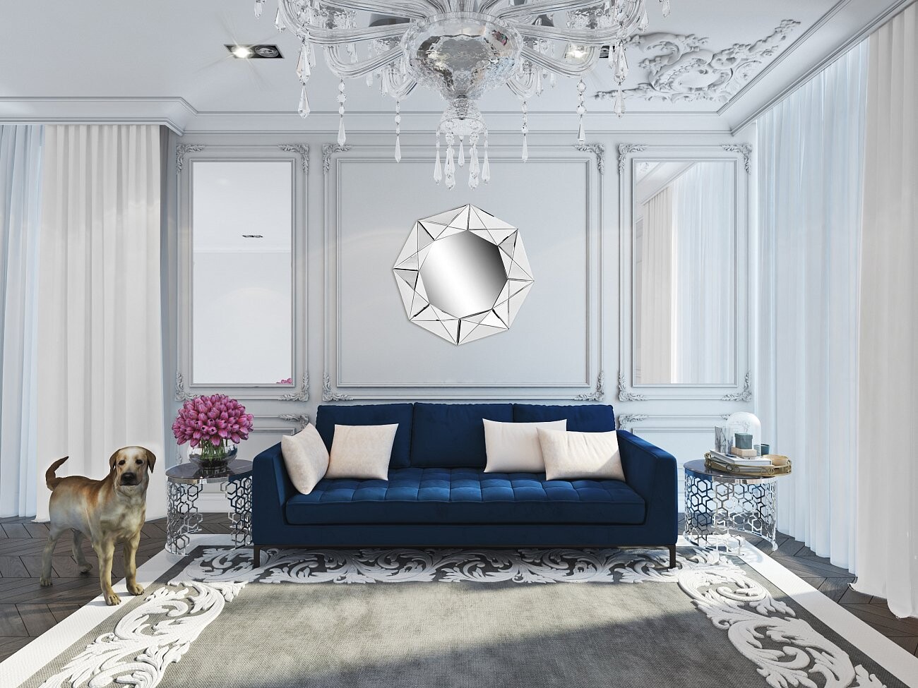 Зеркало настенное круглое в граненой раме диаметр 81 см Bromo - изображение 3