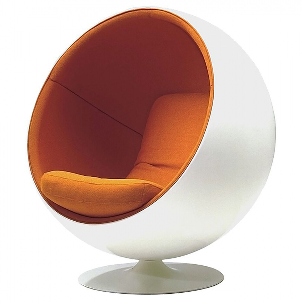 Кресло дизайнерское бело-оранжевое Eero Ball