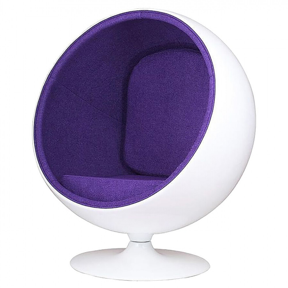 Кресло мягкое круглое бело-фиолетовое Eero Ball