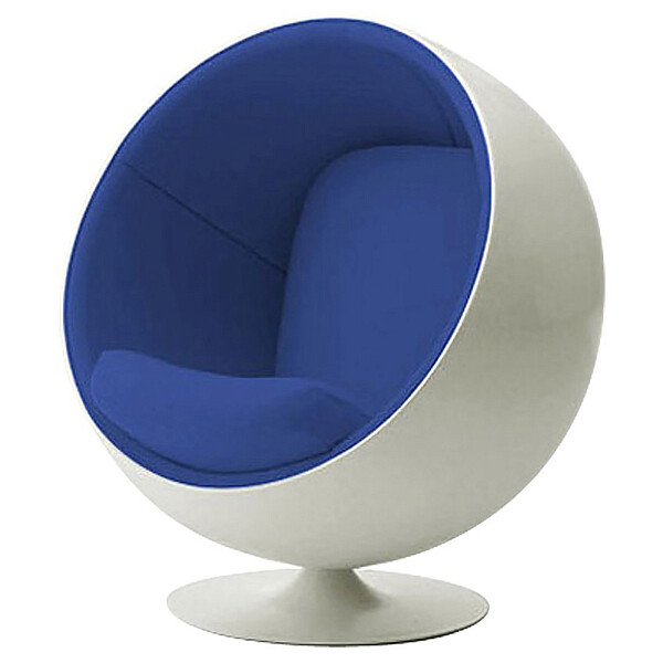 Кресло дизайнерское бело-синее Eero Ball Chair - изображение 1