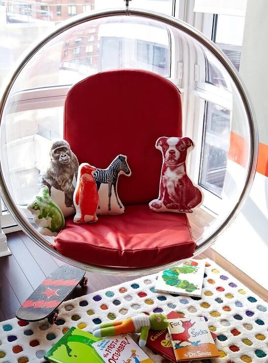 Кресло круглое подвесное красное Bubble Chair - изображение 2