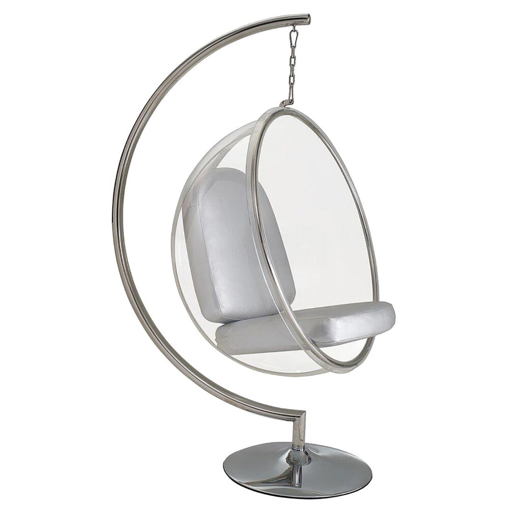 Подвесное кресло с ножкой серебро Bubble Chair