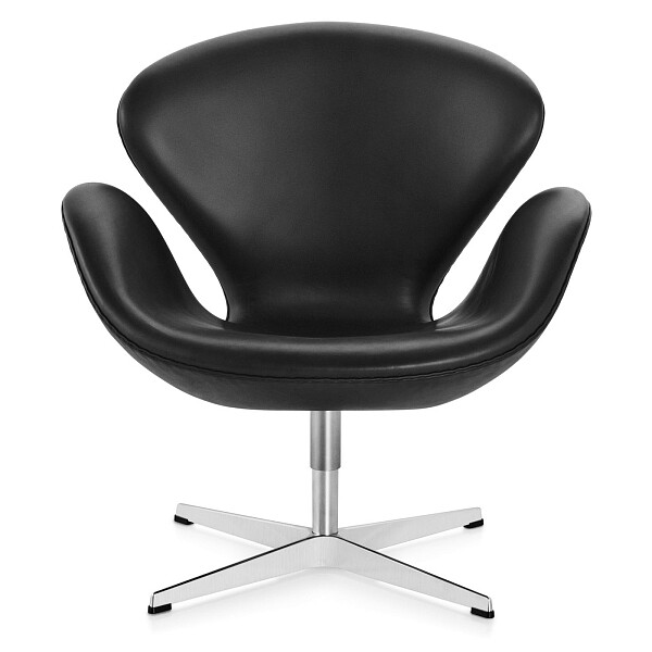 Кресло черное кожаное Swan Chair - изображение 1