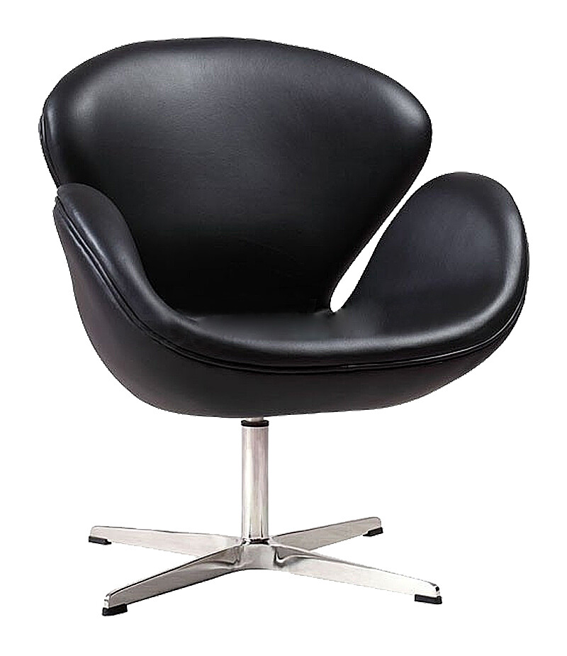 Кресло черное кожаное Swan Chair - изображение 2