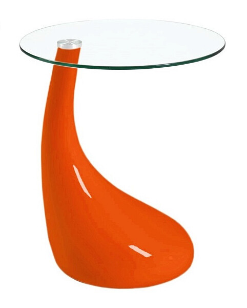 Приставной столик стеклянный на оранжевой ножке 50 см Scoop Side Table - изображение 1