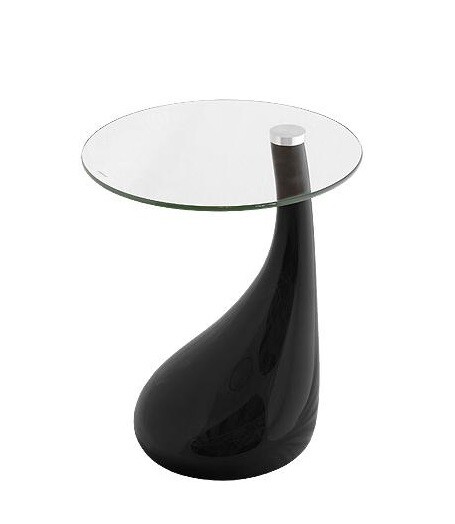 Приставной столик стеклянный на черной ножке 45 см Scoop Side Table