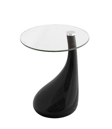 Приставной столик стеклянный на черной ножке 45 см Scoop Side Table - изображение 1