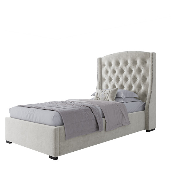 Кровать односпальная 90х200 с гвоздиками молочная Hugo - изображение 1