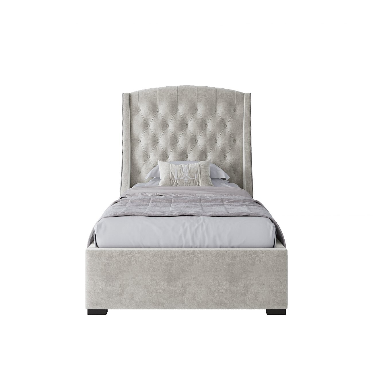 Кровать односпальная 90х200 с гвоздиками молочная Hugo - изображение 2