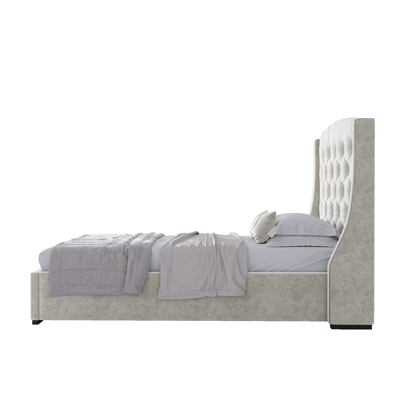 Кровать односпальная 90х200 с гвоздиками молочная Hugo - изображение 3