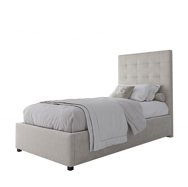 Кровать односпальная 90х200 Royal Black велюр молочный Р - изображение 1