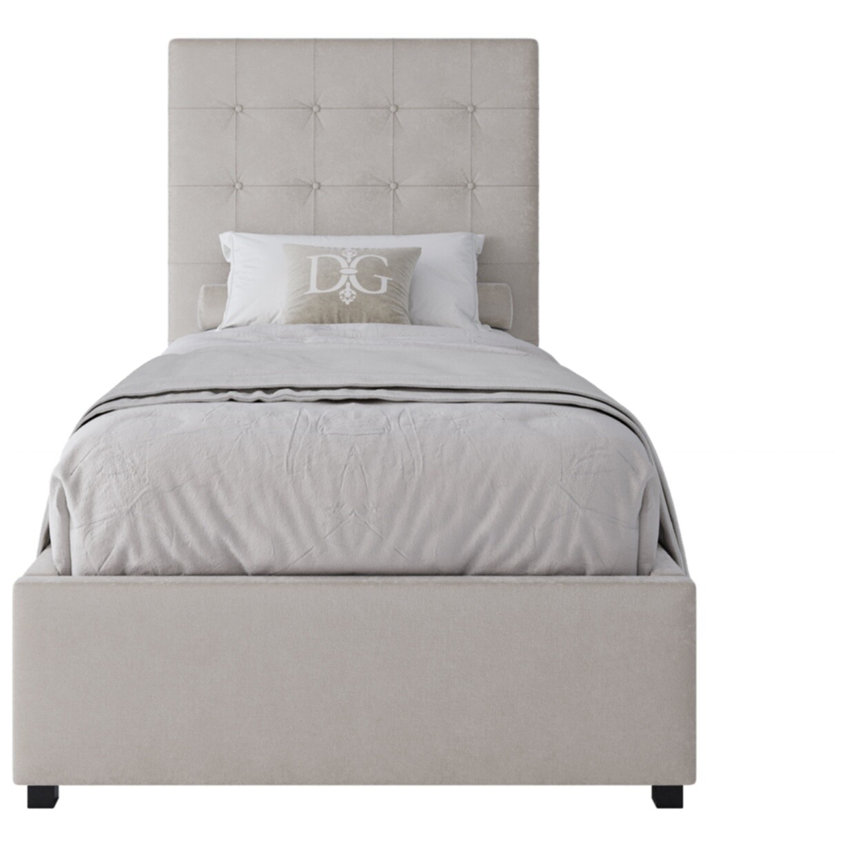 Кровать односпальная 90х200 Royal Black велюр молочный Р - изображение 2