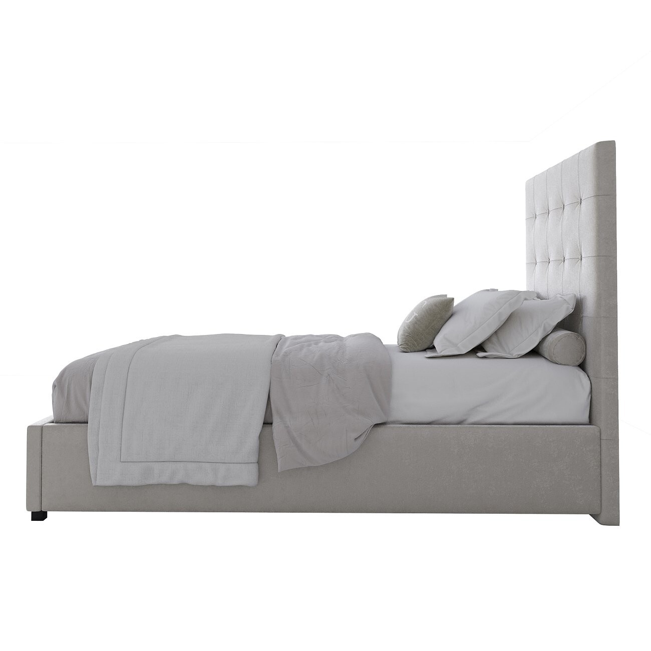 Кровать односпальная 90х200 Royal Black велюр молочный Р - изображение 3