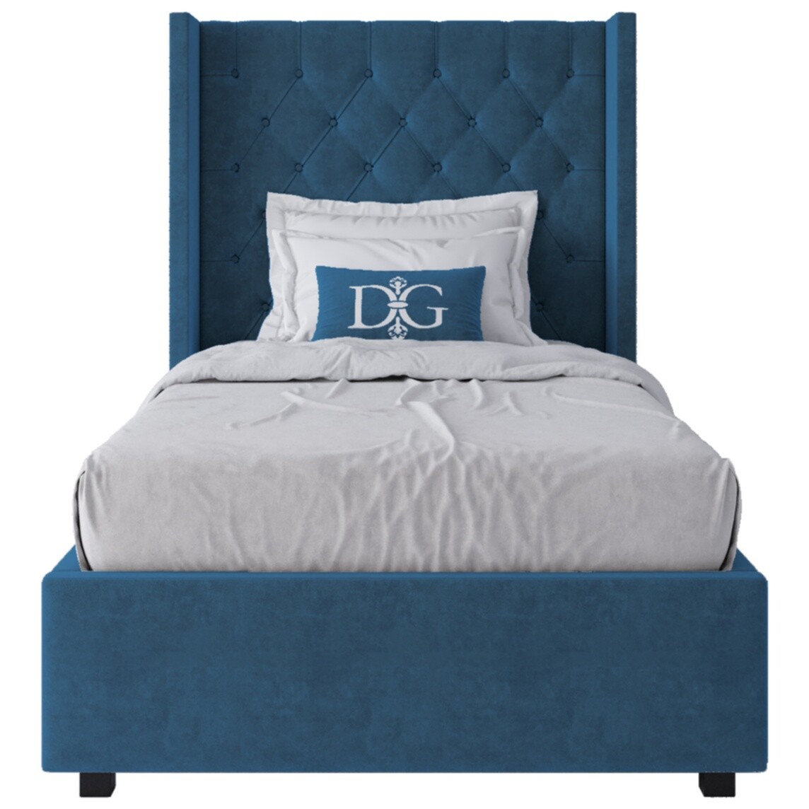 Кровать односпальная 90х200 Wing-2 велюр морская волна Р - изображение 2