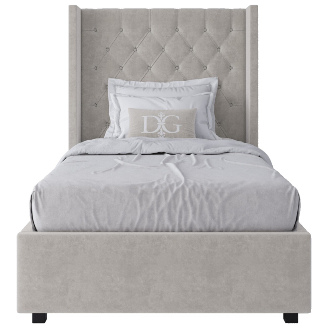 Кровать односпальная 90х200 Wing-2 велюр молочный Р - изображение 2