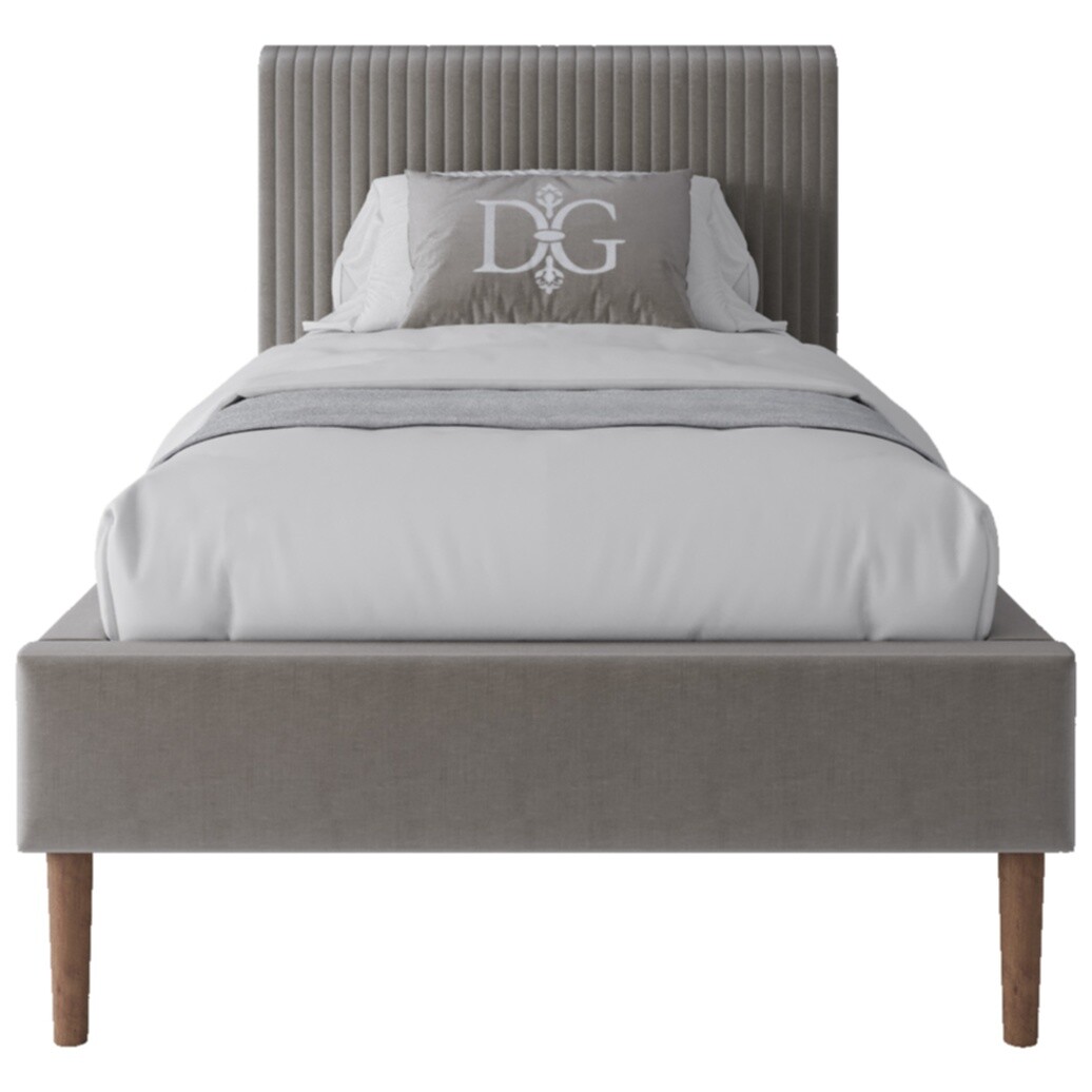 Кровать односпальная с мягким изголовьем 90х200 серая Vittoriya - изображение 2