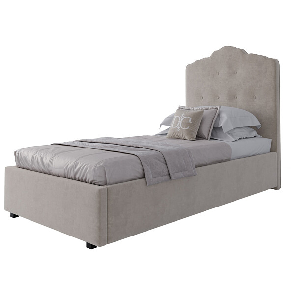 Кровать односпальная 90х200 Palace велюр светло-бежевый Р - изображение 1