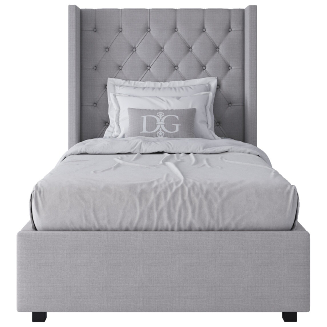 Кровать односпальная 90х200 Wing-2 светло-серый лен Р - изображение 2