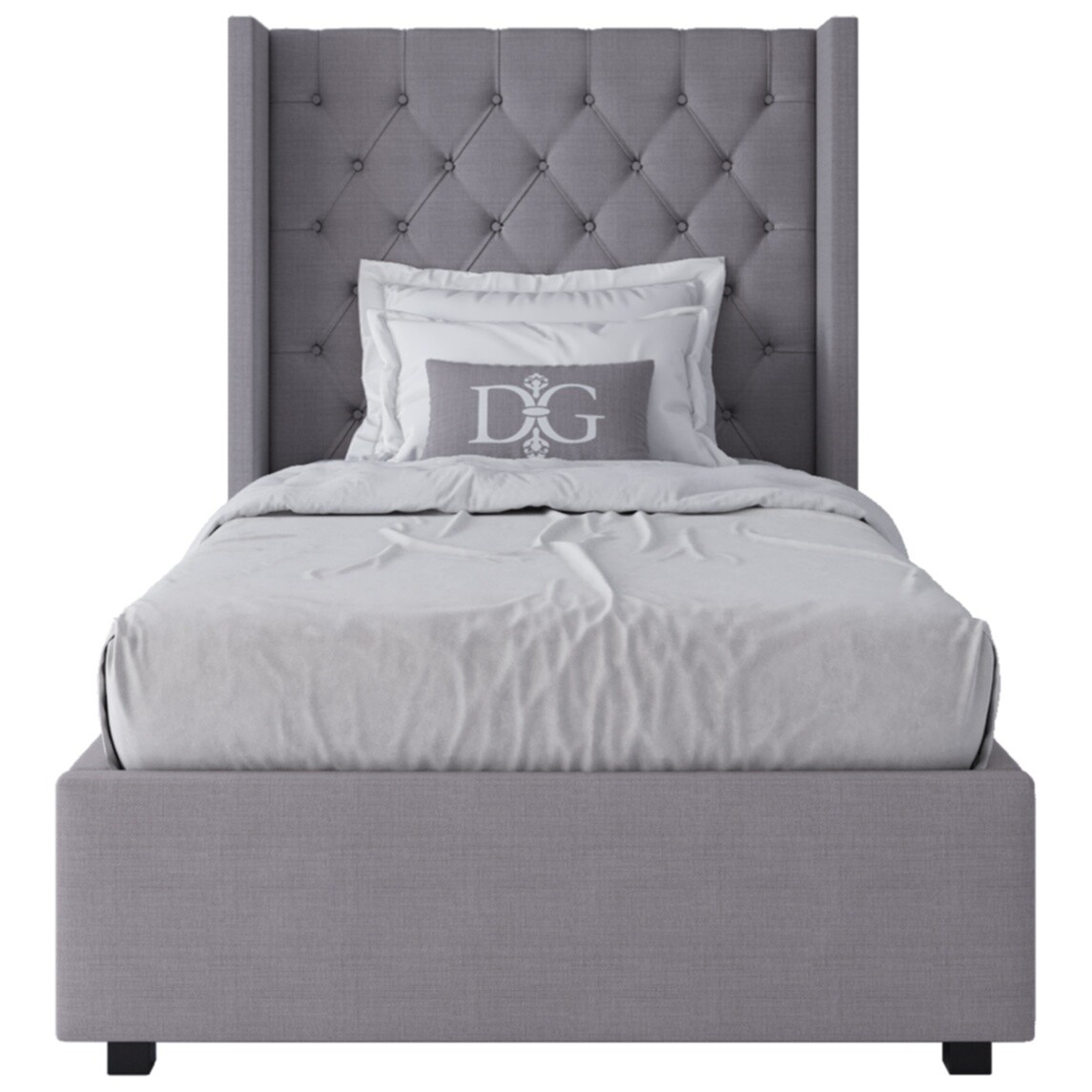 Кровать Wing-2 односпальная с мягким изголовьем 90х200 серая - изображение 2