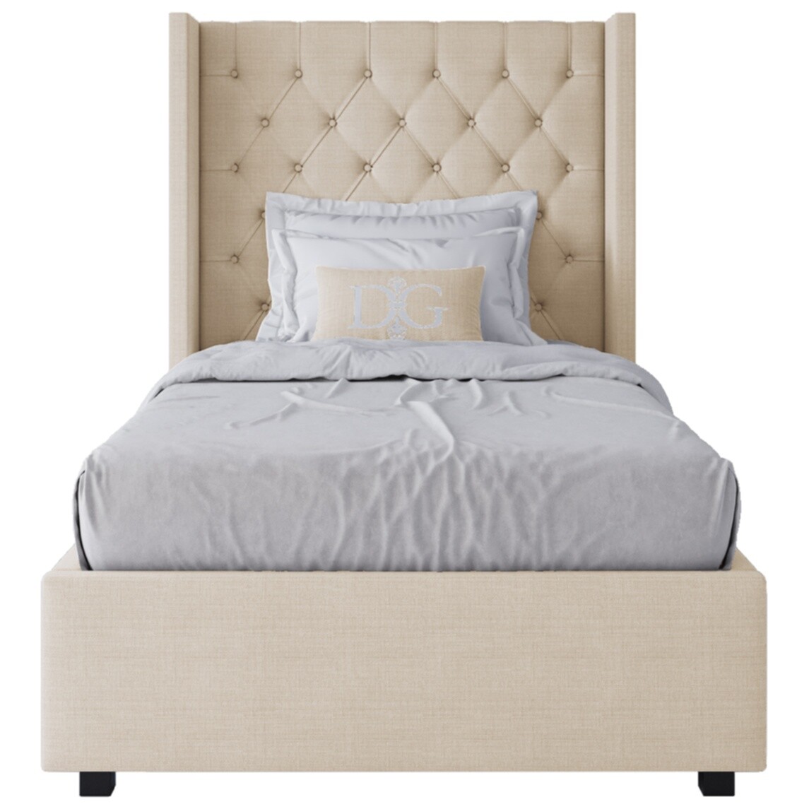 Кровать Wing-2 односпальная с мягким изголовьем 90х200 молочная - изображение 2