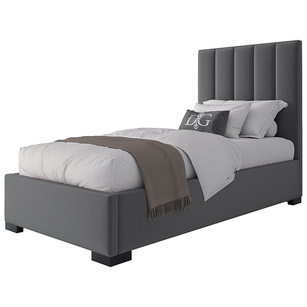 Кровать односпальная с мягким изголовьем 90х200 серая Launa - изображение 1