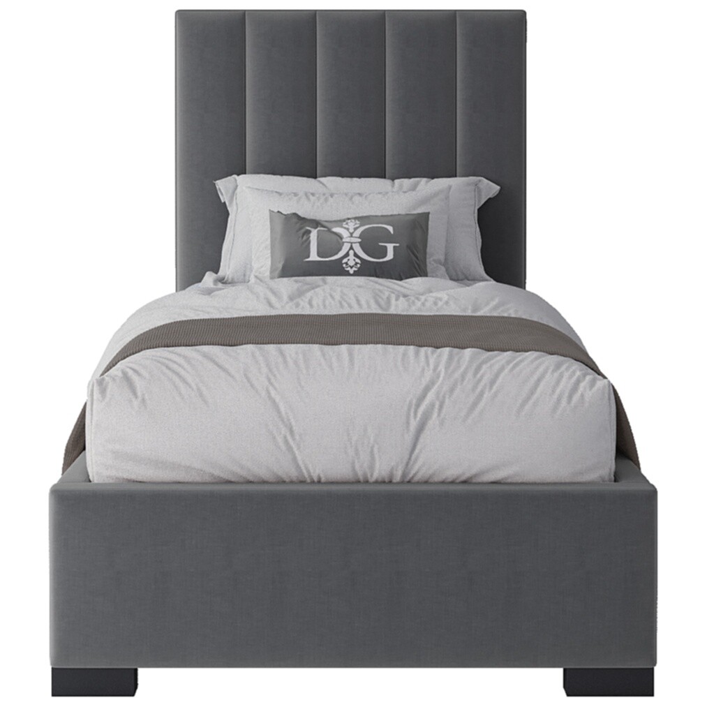 Кровать односпальная с мягким изголовьем 90х200 серая Launa - изображение 2