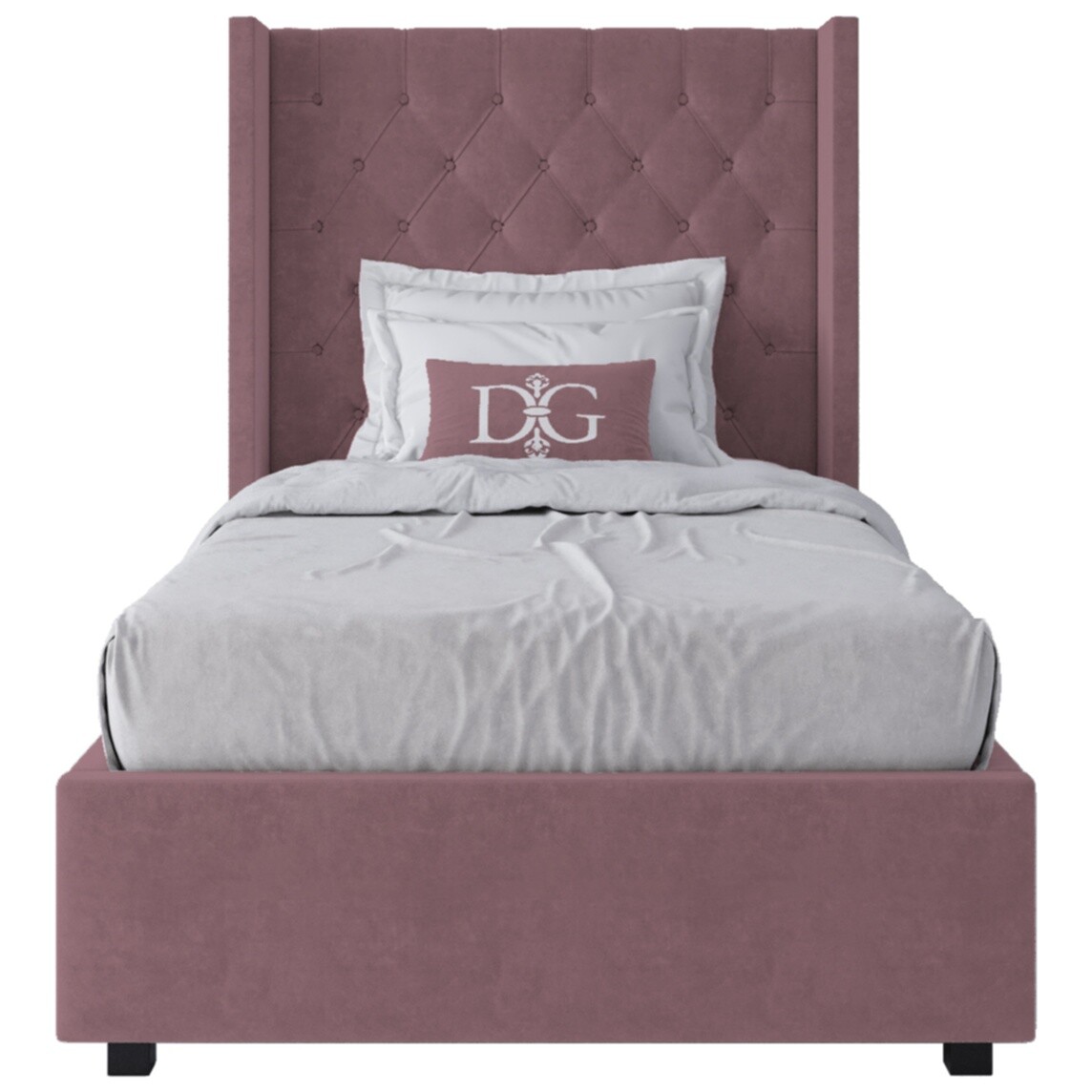 Кровать подростковая 90х200 Wing-2 велюр пыльная роза Р - изображение 2