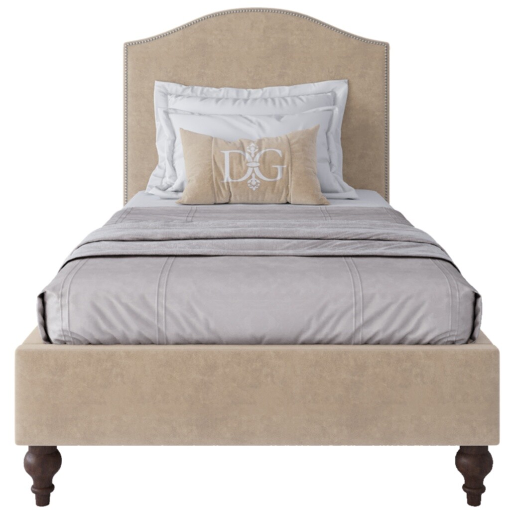 Кровать односпальная с мягким изголовьем 90х200 бежево-розовая Fleurie - изображение 2