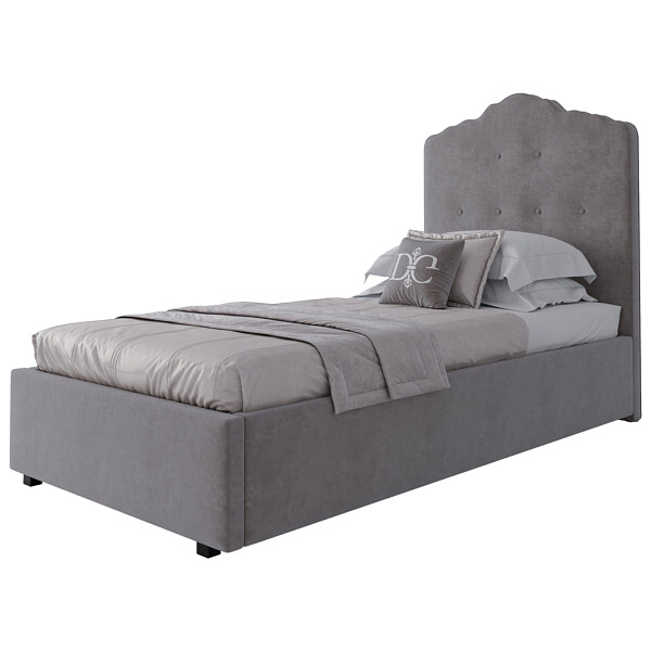 Кровать односпальная 90х200 Palace велюр серо-бежевый Р - изображение 1