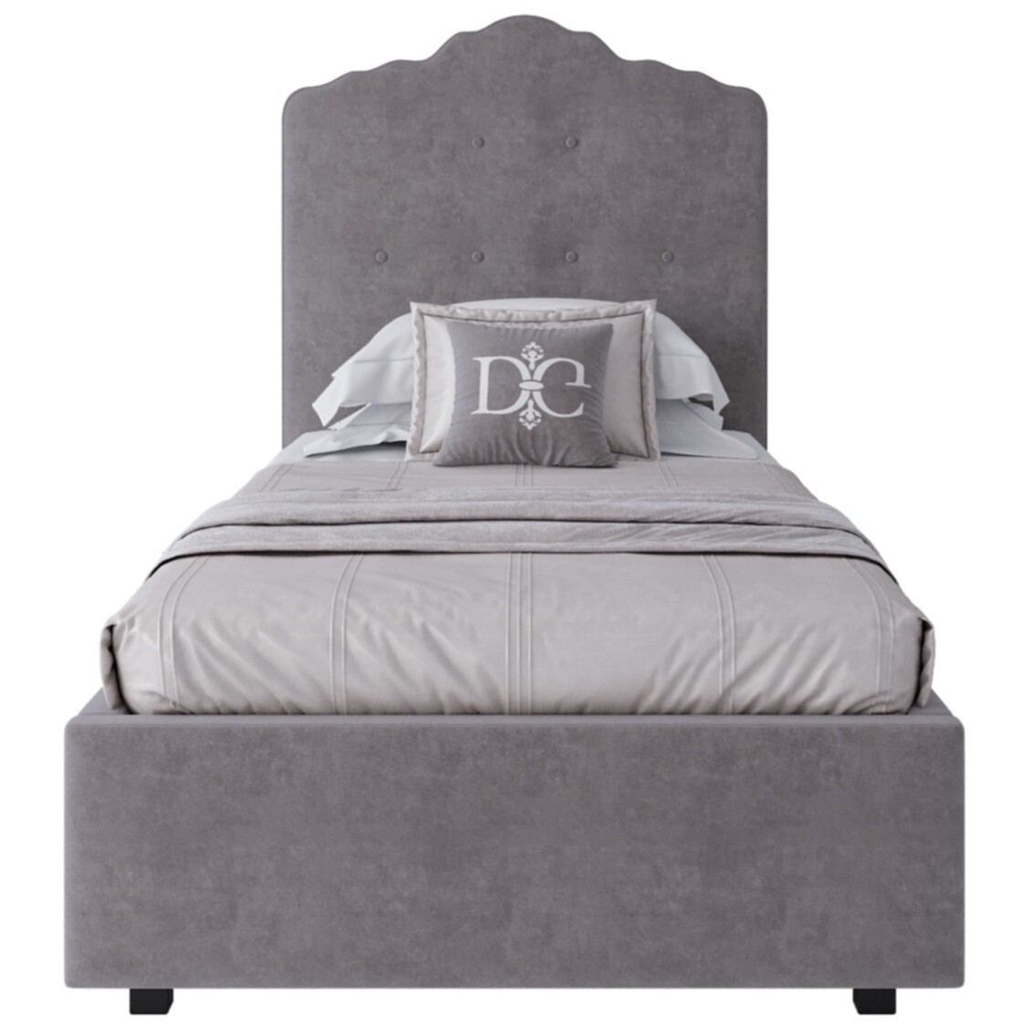 Кровать односпальная 90х200 Palace велюр серо-бежевый Р - изображение 2