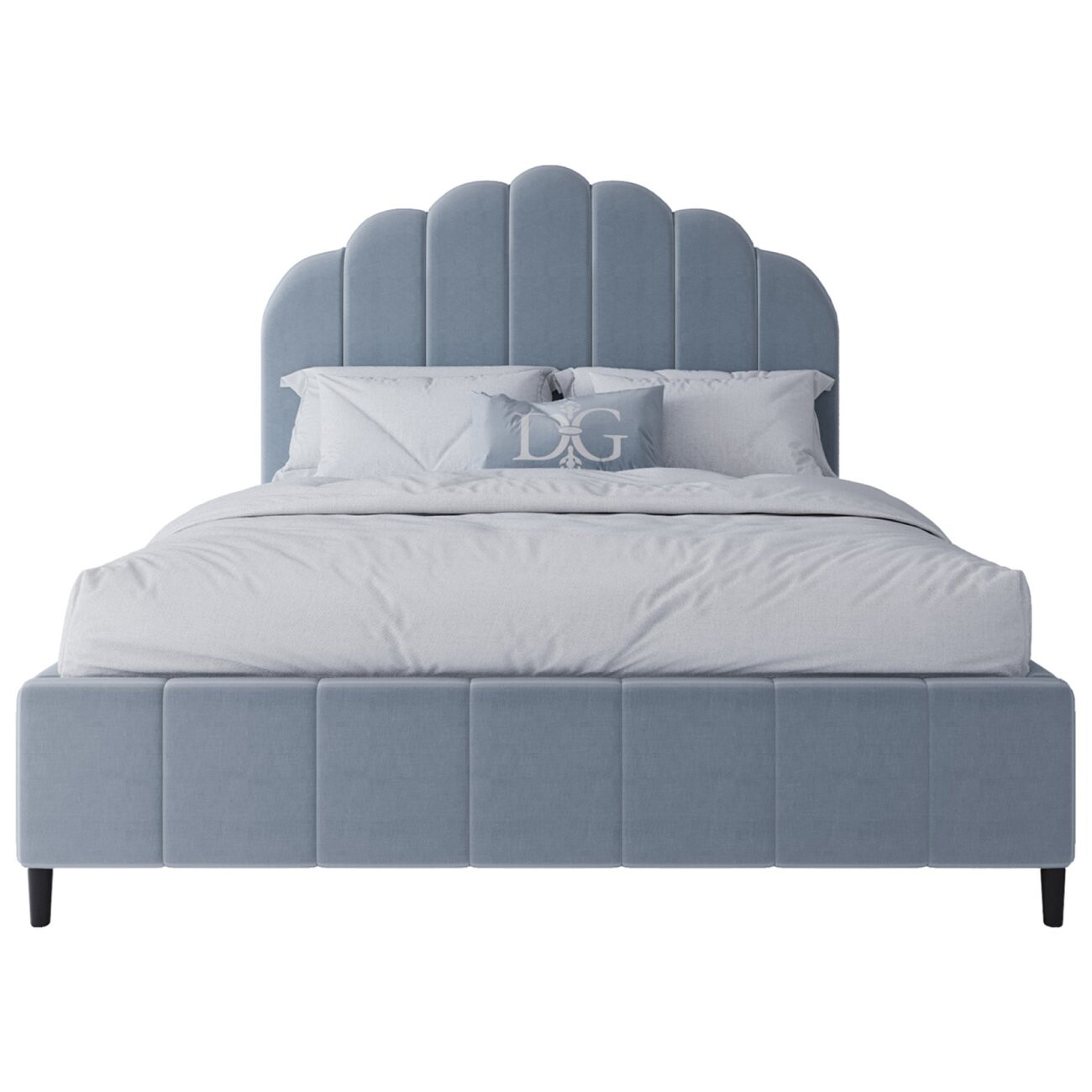 Кровать двуспальная 160x200 голубая Sutton Scalloped - изображение 2