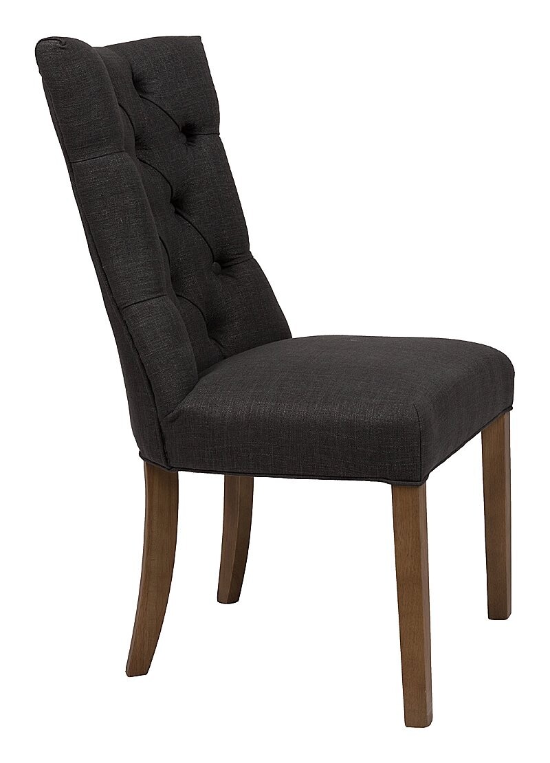 Стул мягкий с фигурной спинкой и стяжкой темно-серый лен Lindor - изображение 3