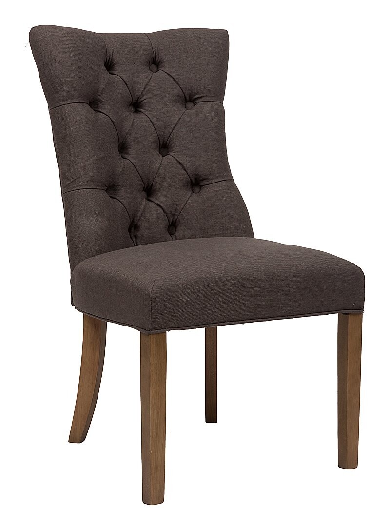 Стул мягкий с фигурной спинкой и стяжкой коричневый лен Lindor - изображение 3