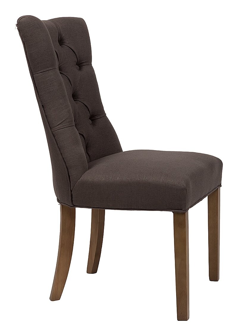 Стул мягкий с фигурной спинкой и стяжкой коричневый лен Lindor - изображение 4