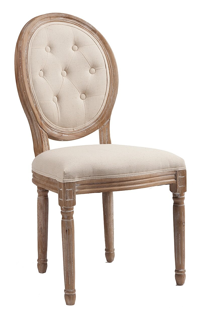 Стул обеденный с медальонной спинкой и стяжкой бежевый лен Maurice - изображение 5