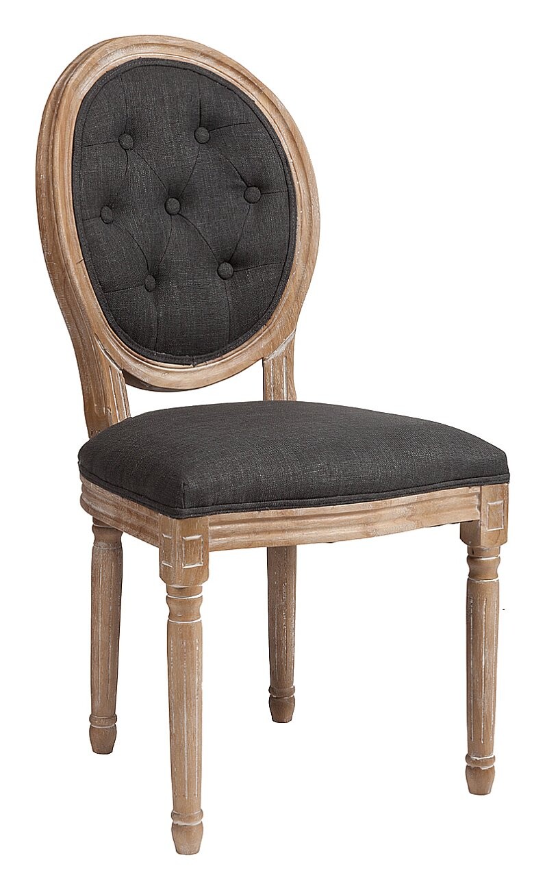 Стул обеденный с медальонной спинкой и стяжкой черный лен Maurice - изображение 3
