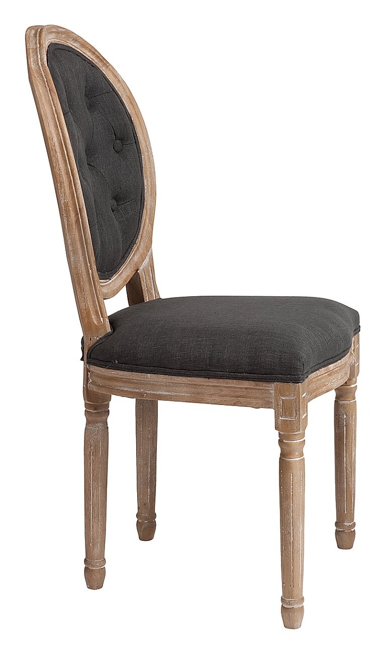 Стул обеденный с медальонной спинкой и стяжкой черный лен Maurice - изображение 4
