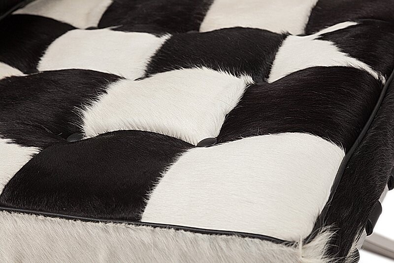 Кресло дизайнерское черно-белое со стежкой Barcelona Chair - изображение 4